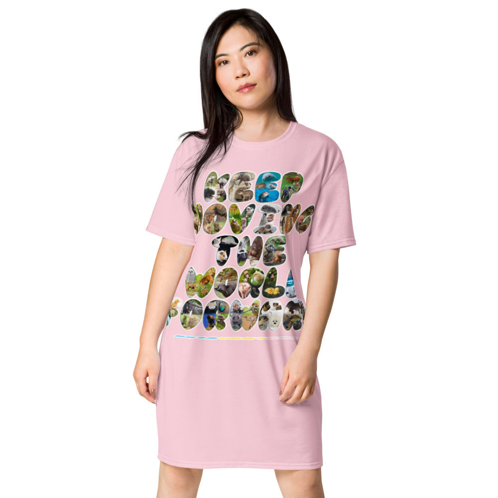 Baby Animals Keep Moving The World Forward In Pink on Women's Original T-Shirt Dress - Sleep Shirt