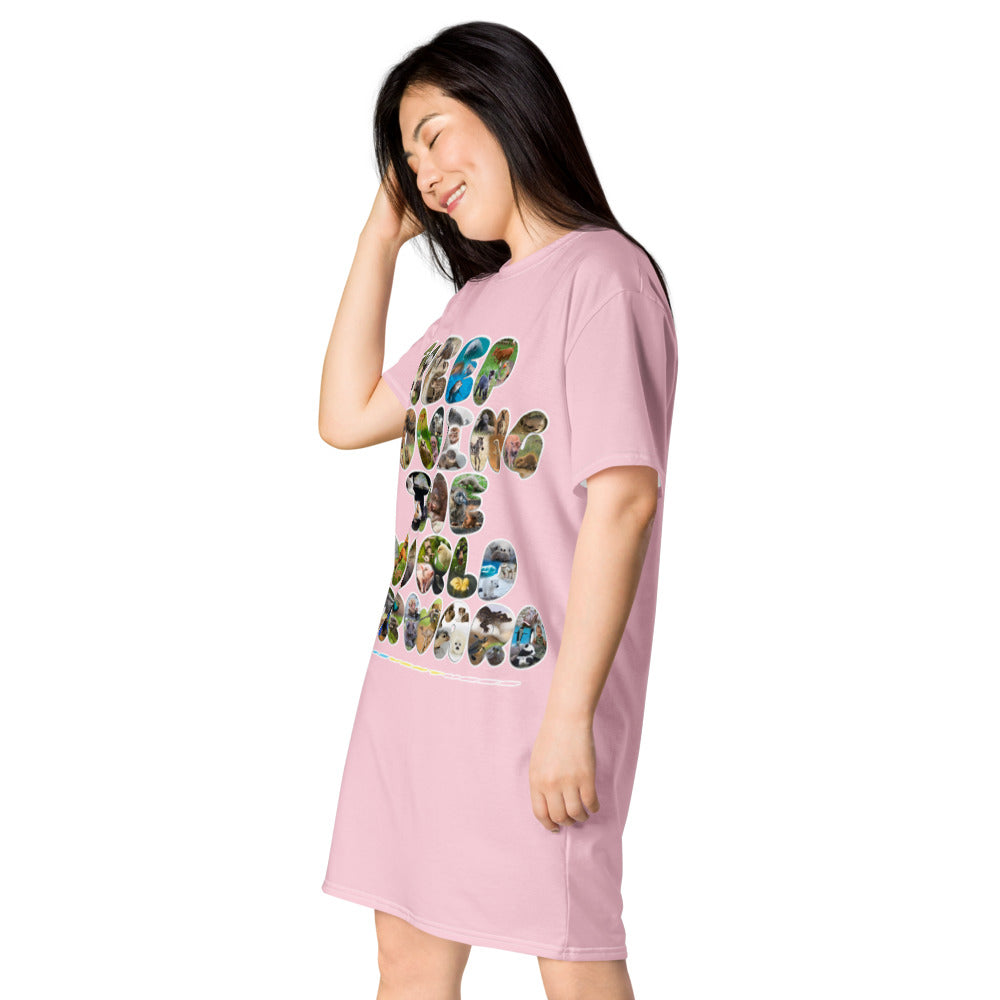 Baby Animals Keep Moving The World Forward In Pink on Women's Original T-Shirt Dress - Sleep Shirt