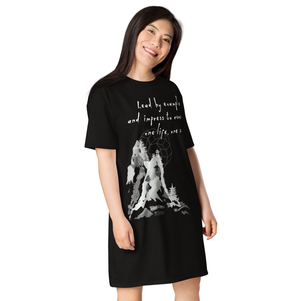 Lead By Example Haiku With Mountain Shrines on Women's Original T-Shirt Dress - Sleep Shirt