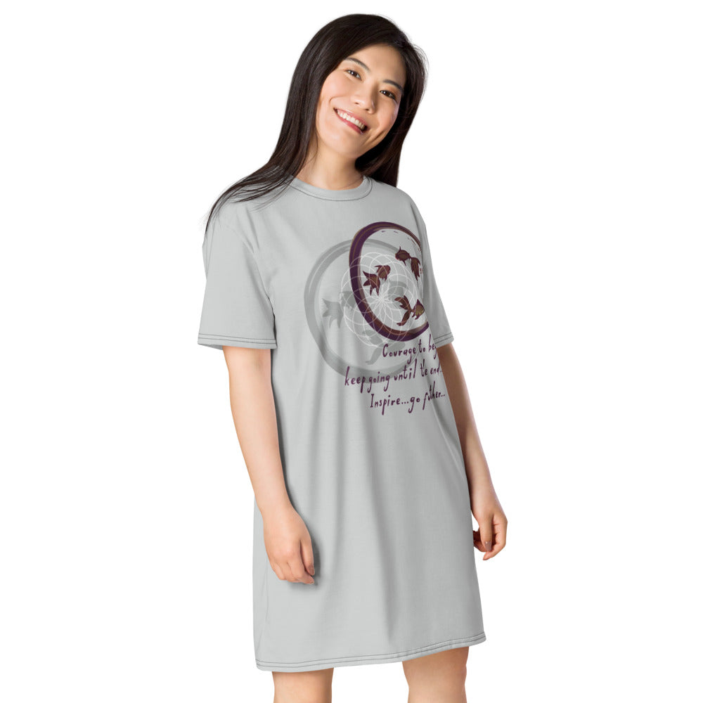 Courage To Begin Haiku With Fish on Women's Original T-Shirt Dress - Sleep Shirt