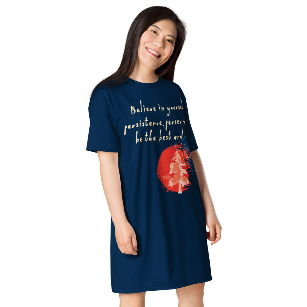 Believe To Win Haiku With Sun Tree on Women's Original T-Shirt Dress - Sleep Shirt