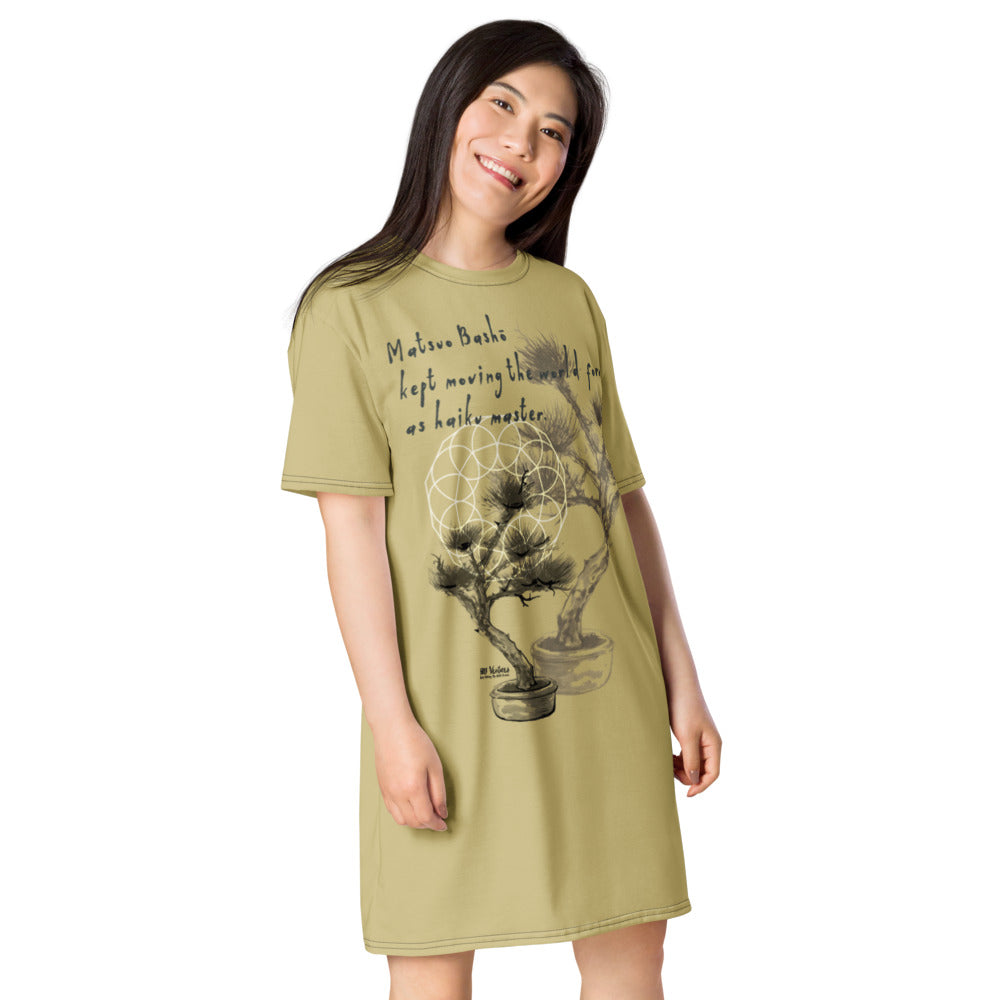 Matsuo Basho Haiku With Bonsai on Women's Original T-Shirt Dress - Sleep Shirt