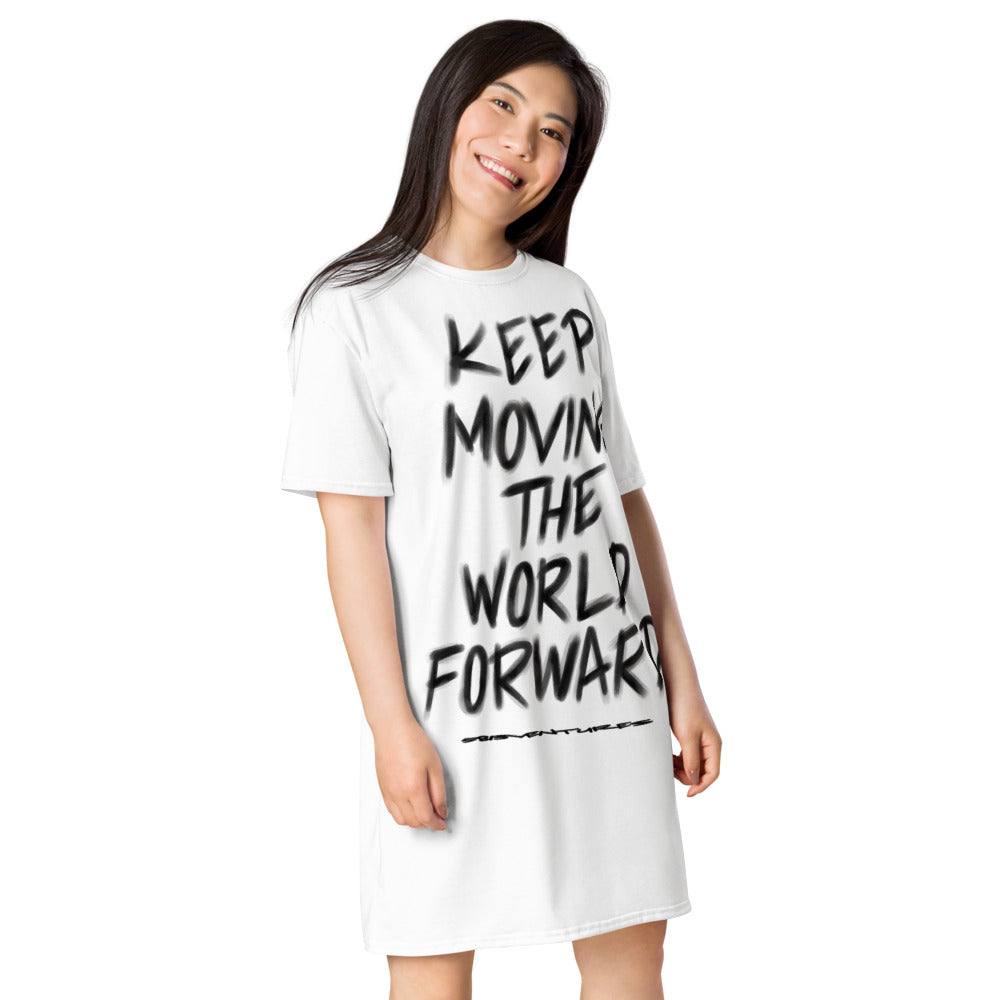 Charcoal Sketch Dreaming To Keep Moving The World Forward on Women's Original T-Shirt Dress - Sleep Shirt