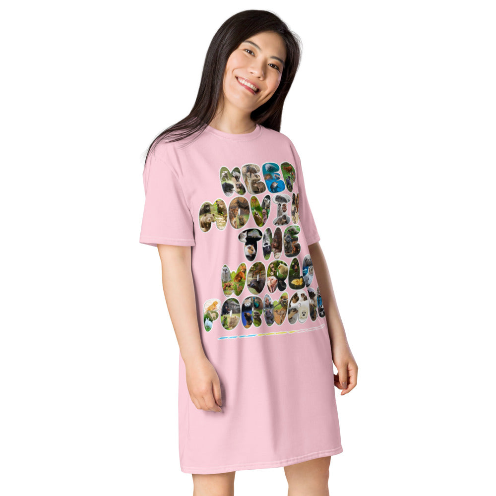 Baby Animals Keep Moving The World Forward In Pink on Women's Original T-Shirt Dress - Sleep Shirt