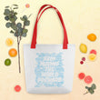 Word Clouds To Keep Moving The World Forward Through Blue Word Sky on Tote Bag