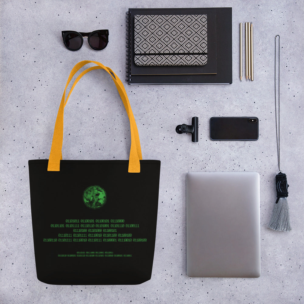 Binary Instructions To Keep Moving The World Forward With Venusian Earth In Green on Tote Bag