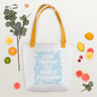 Word Clouds To Keep Moving The World Forward Through Blue Word Sky on Tote Bag