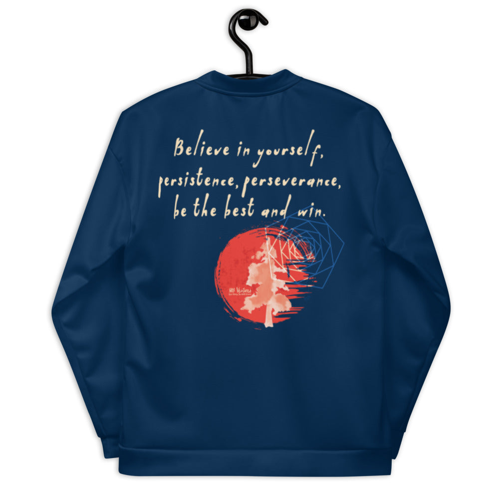 Believe To Win Haiku With Sun Tree on Bomber Jacket