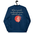 Believe To Win Haiku With Sun Tree on Bomber Jacket