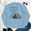 Dream Bigger Haiku With Mountains on Bomber Jacket