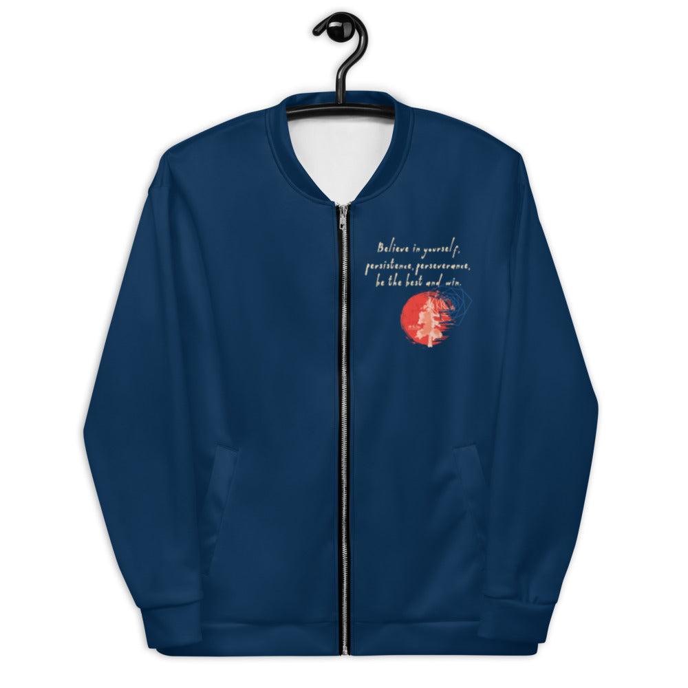 Believe To Win Haiku With Sun Tree on Bomber Jacket