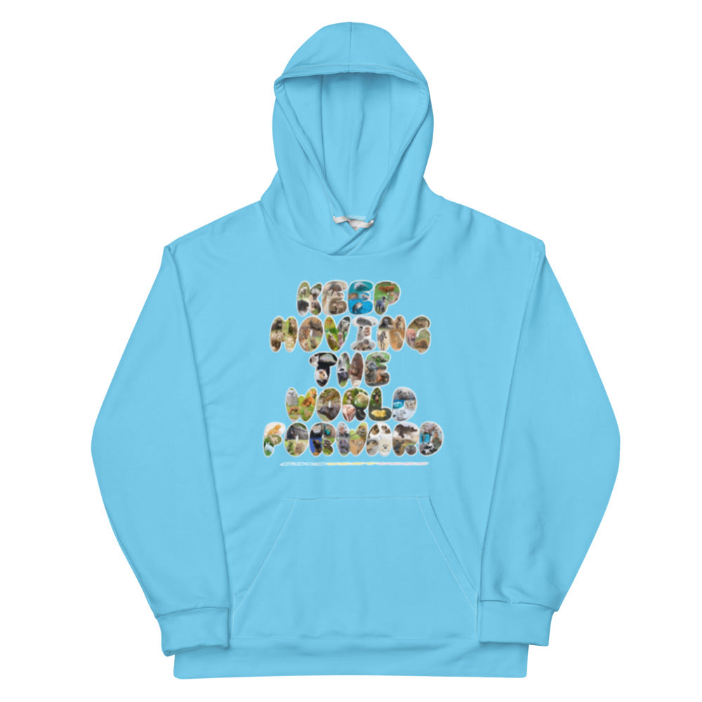 Baby Animals Keep Moving The World Forward In Blue on Unisex Original Hoodie