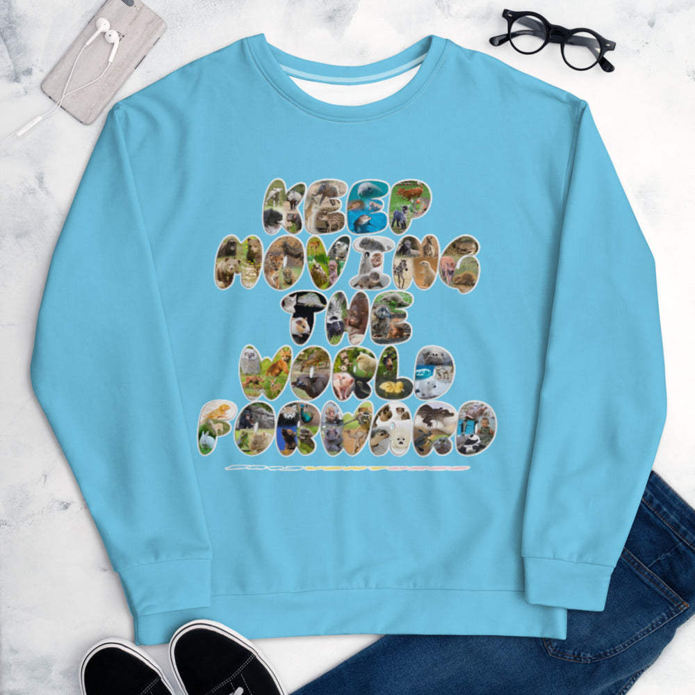 Baby Animals Keep Moving The World Forward In Blue on Unisex Original Sweatshirt