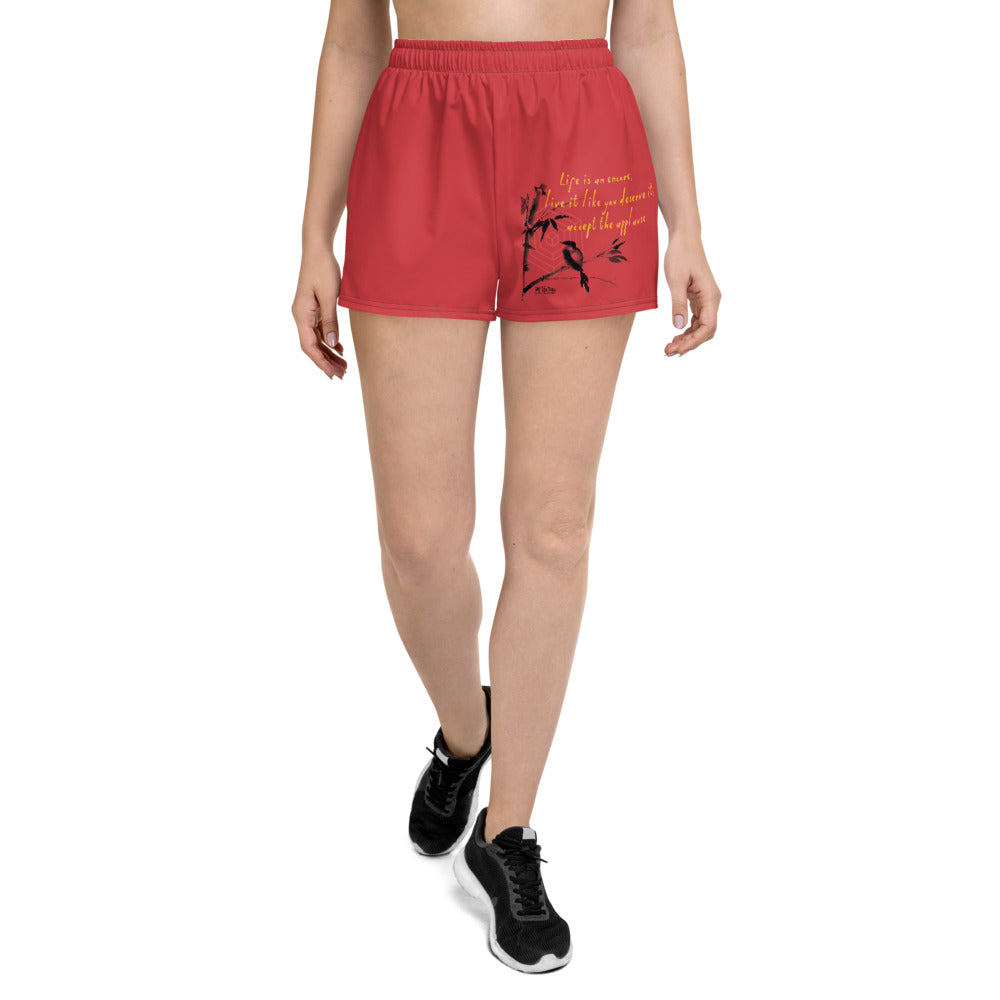 Life Is An Encore Haiku With Wren on Women's Athletic Short Shorts