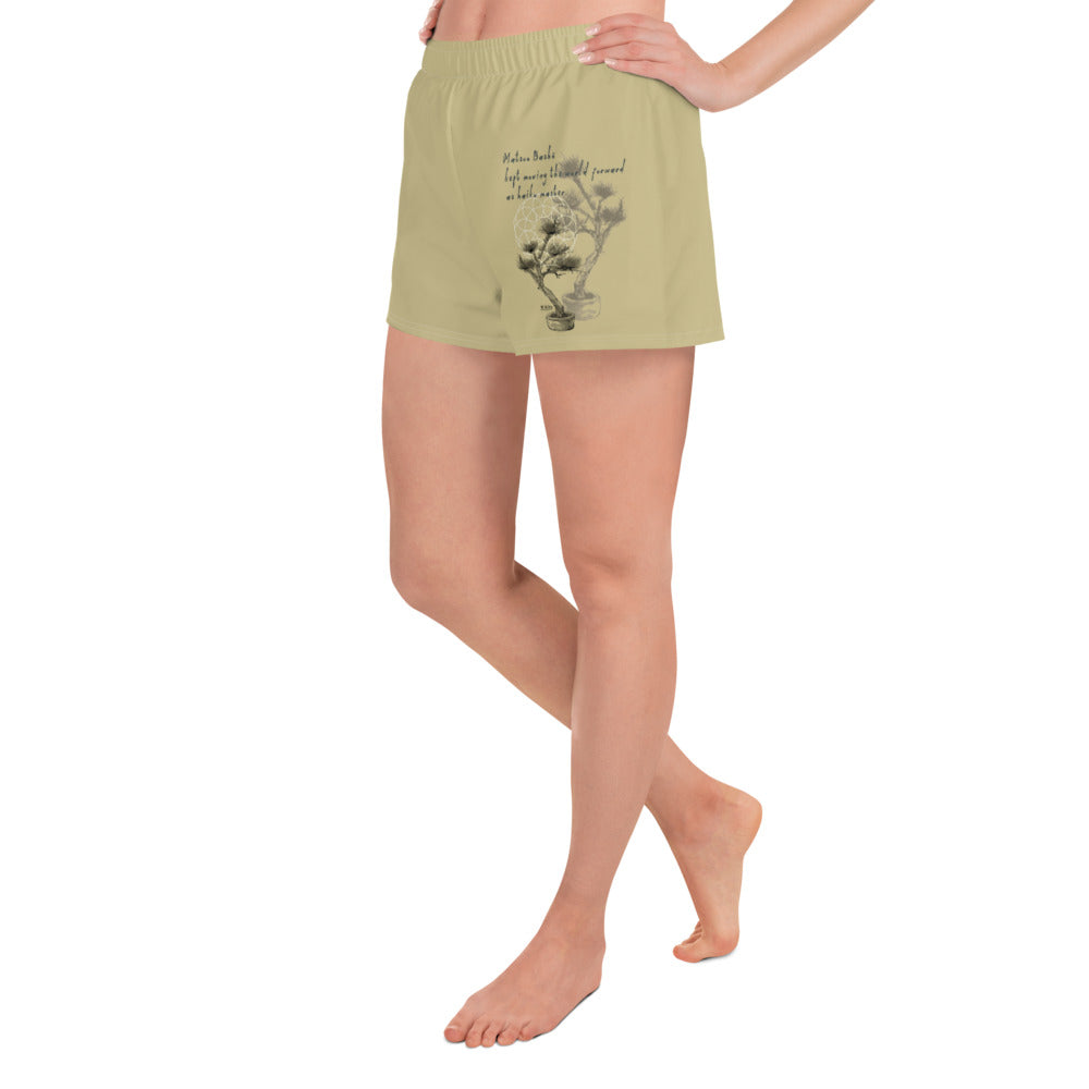 Matsuo Basho Haiku With Bonsai on Women's Athletic Short Shorts