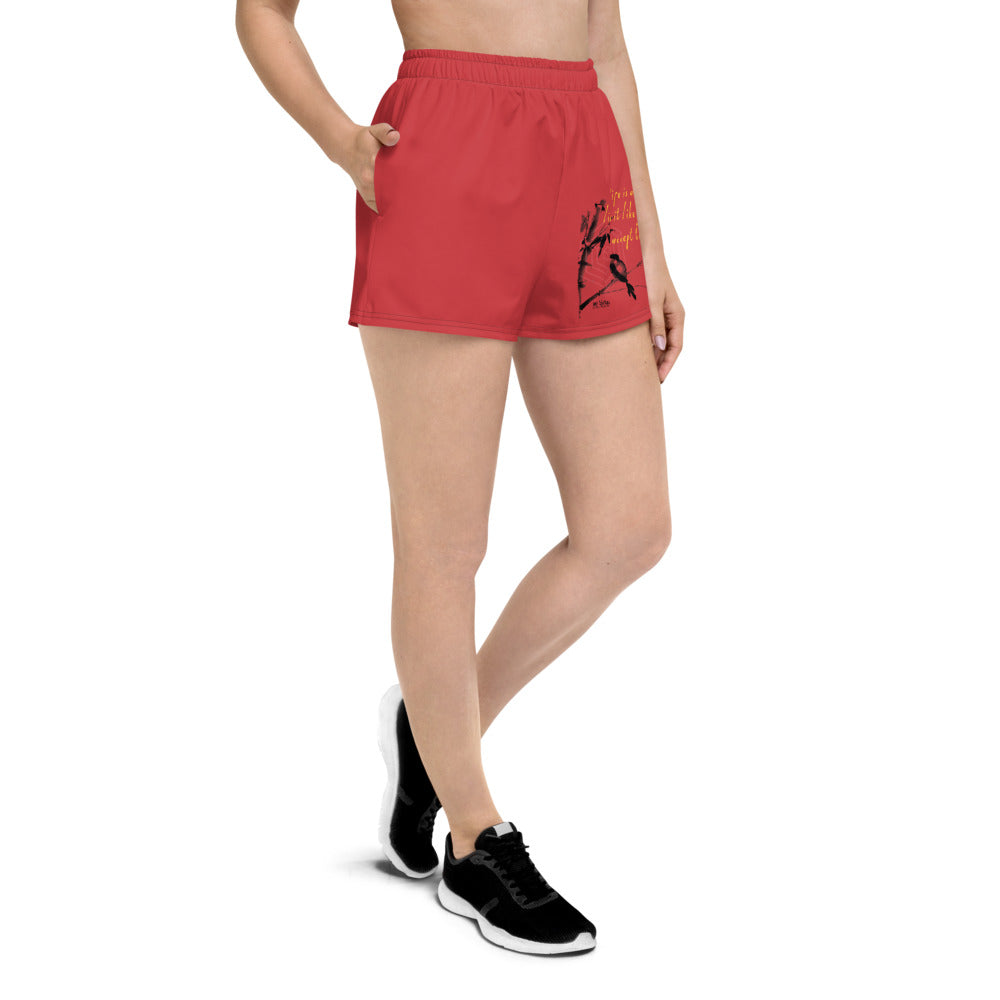 Life Is An Encore Haiku With Wren on Women's Athletic Short Shorts