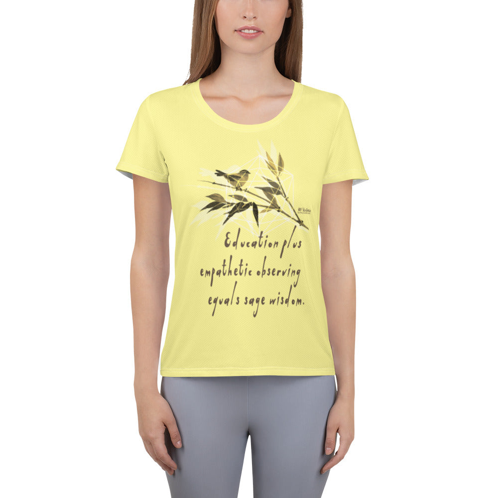 Sage Wisdom Haiku With Sparrow on Women's Original Athletic T-Shirt