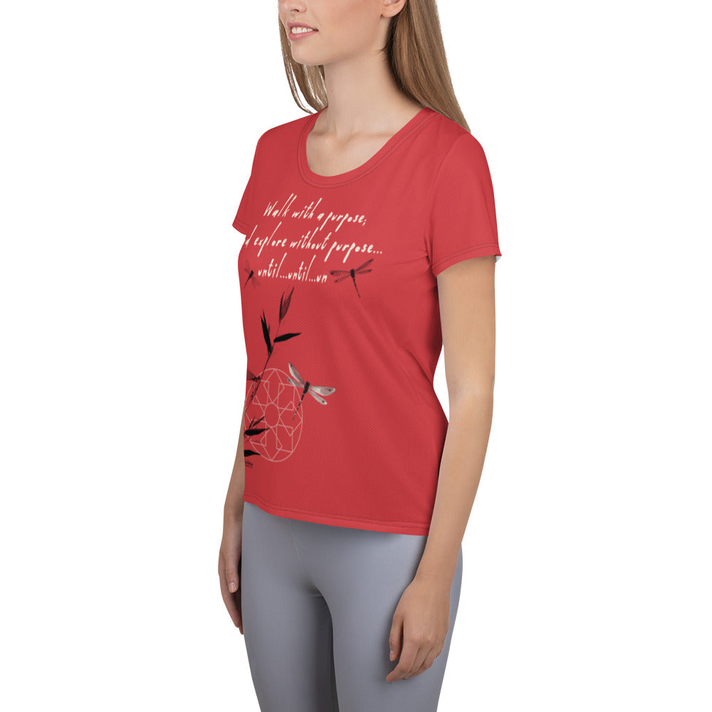 Walk With A Purpose Haiku With Dragonfly on Women's Original Athletic T-Shirt