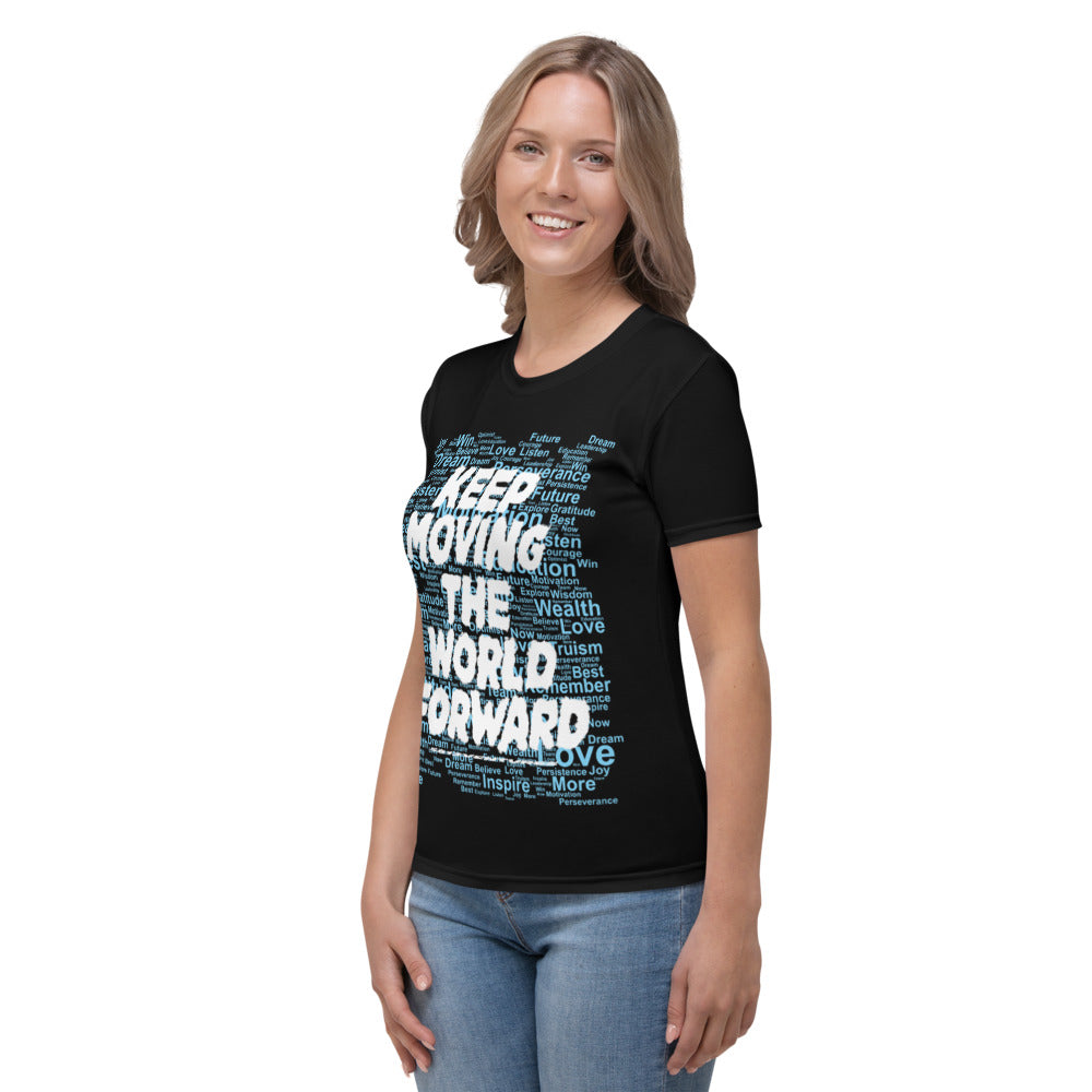 Word Clouds To Keep Moving The World Forward Through Black And Blue on Women's Original T-Shirt