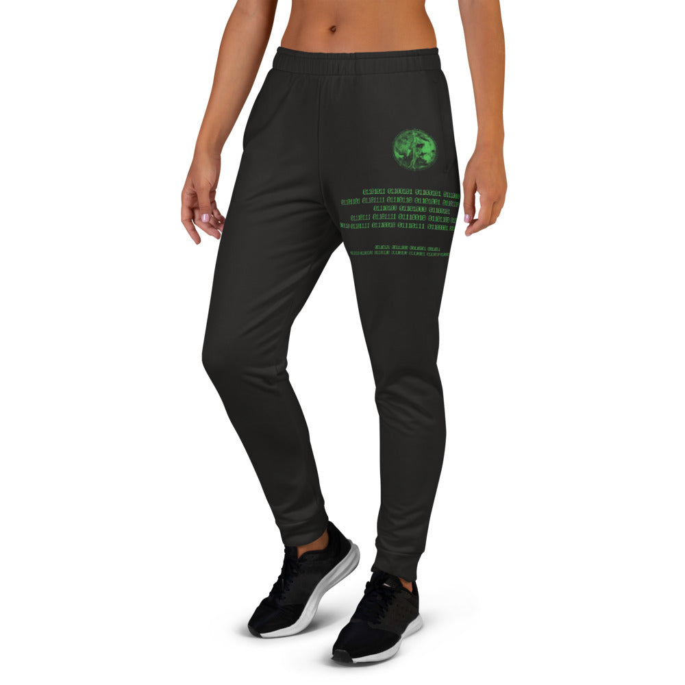 Binary Instructions To Keep Moving The World Forward With Venusian Earth In Green on Women's Joggers