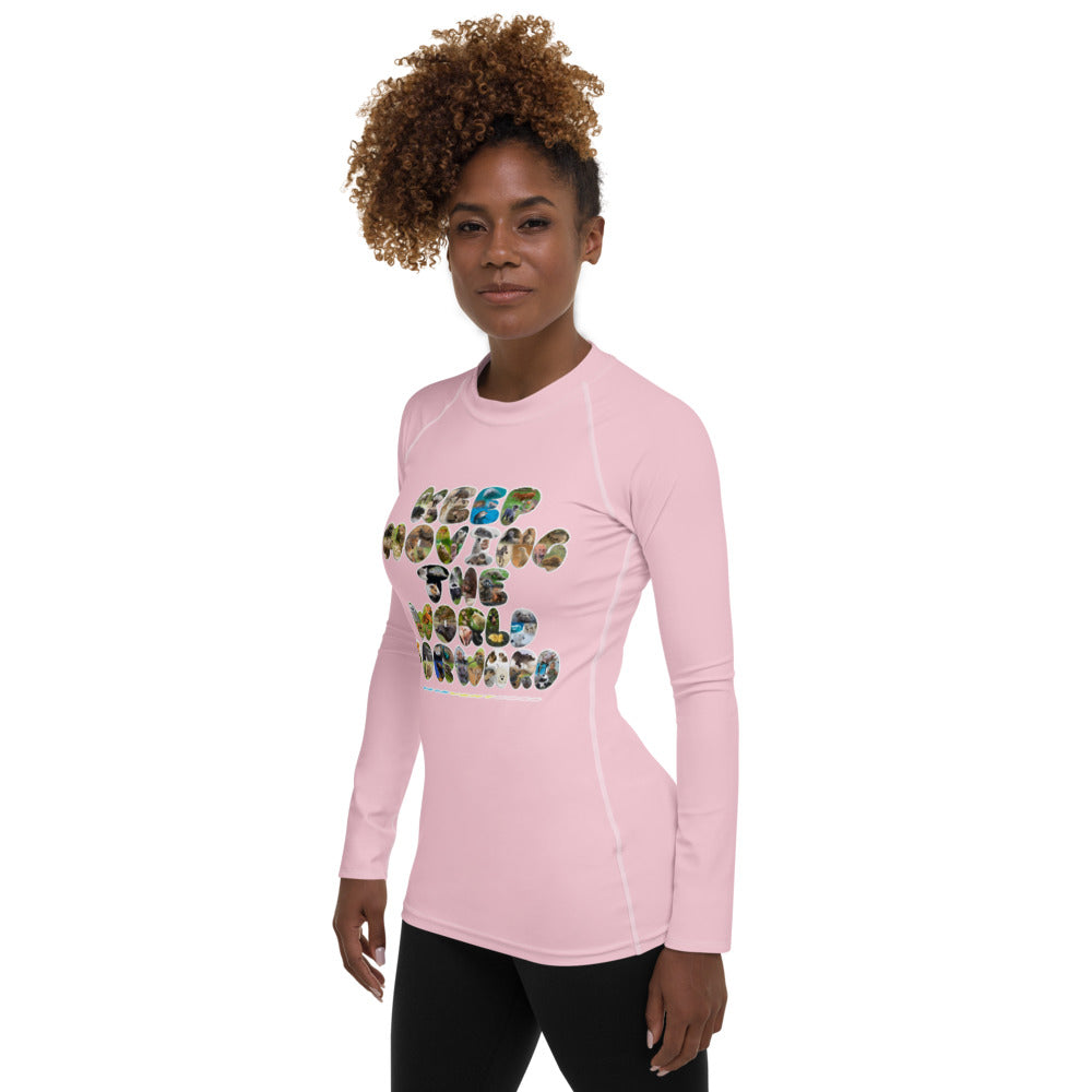 Baby Animals Keep Moving The World Forward In Pink on Women's Rash Guard