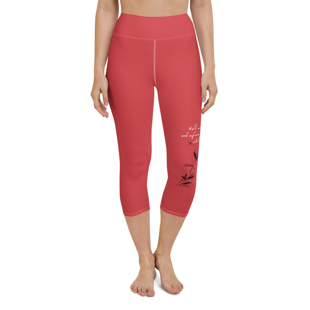 Walk With A Purpose Haiku With Dragonfly on Capri Yoga Pants