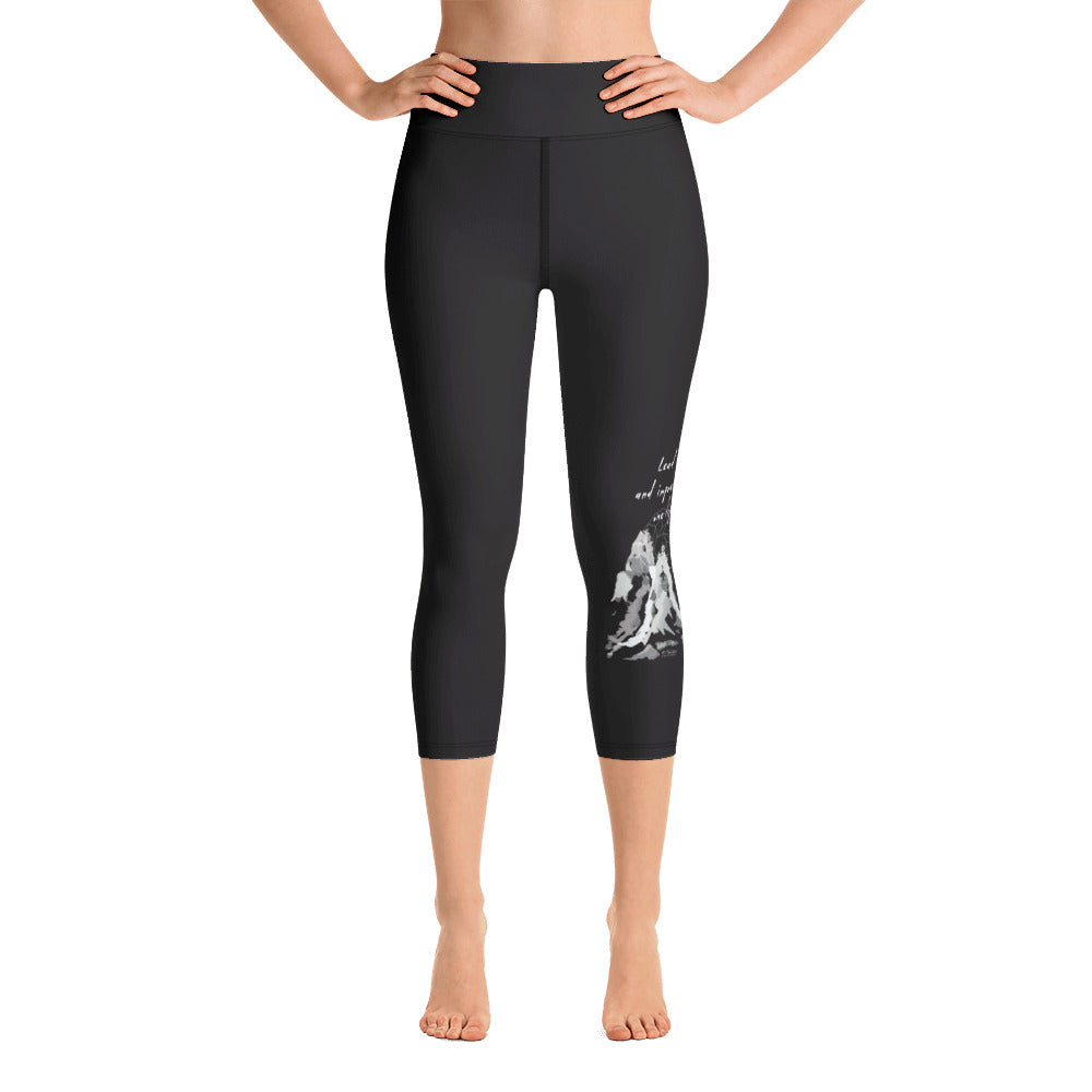 Lead By Example Haiku With Mountain Shrines on Capri Yoga Pants