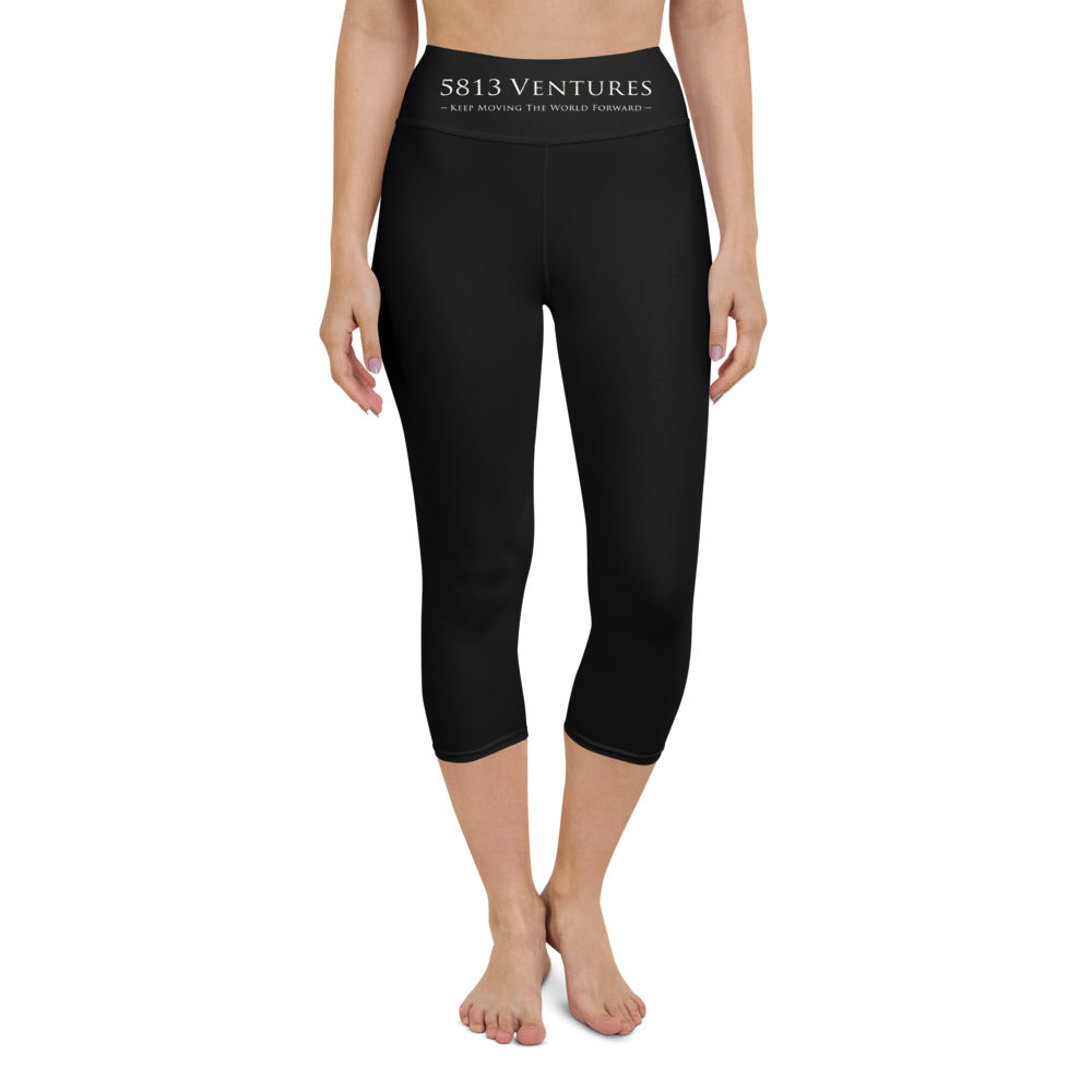 5813 Ventures Logo In Pearl on Capri Yoga Pants