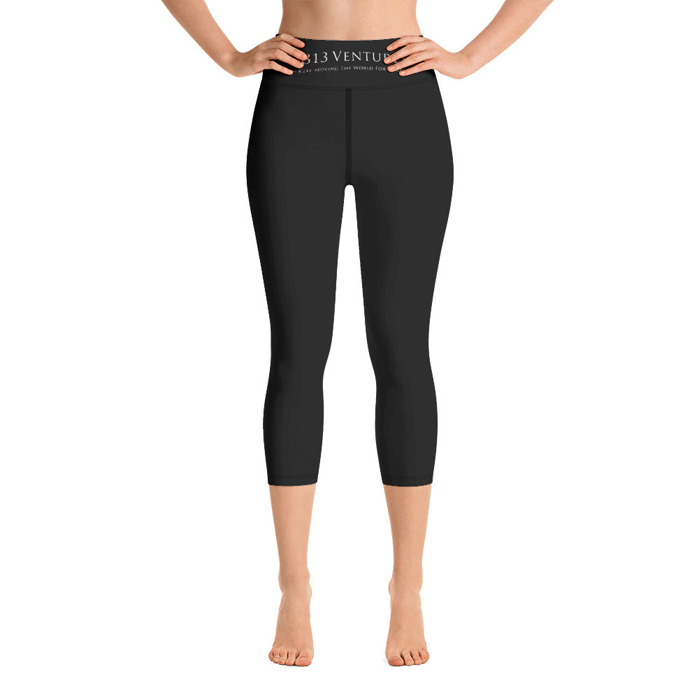 5813 Ventures Logo In Pearl on Capri Yoga Pants