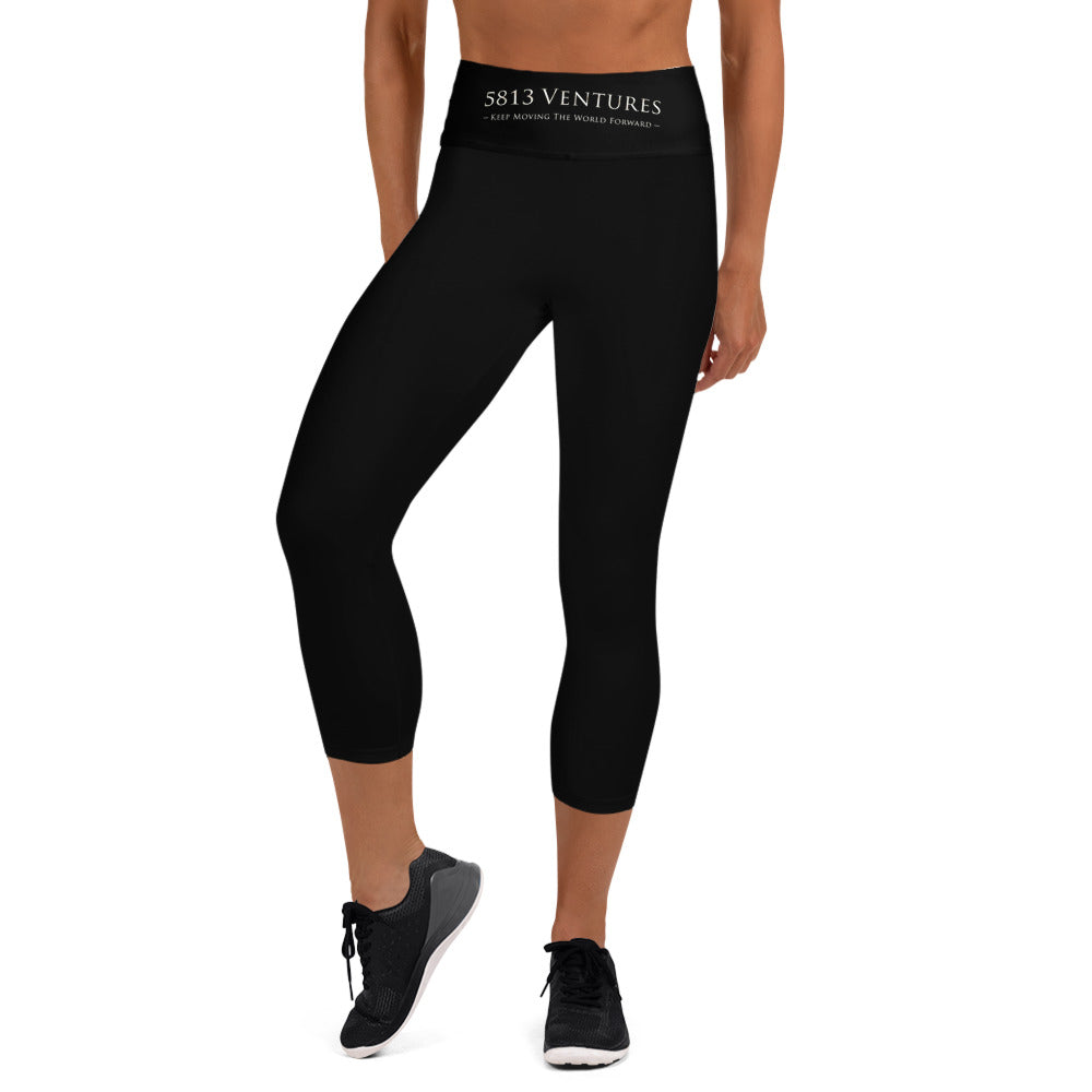 5813 Ventures Logo In Pearl on Capri Yoga Pants