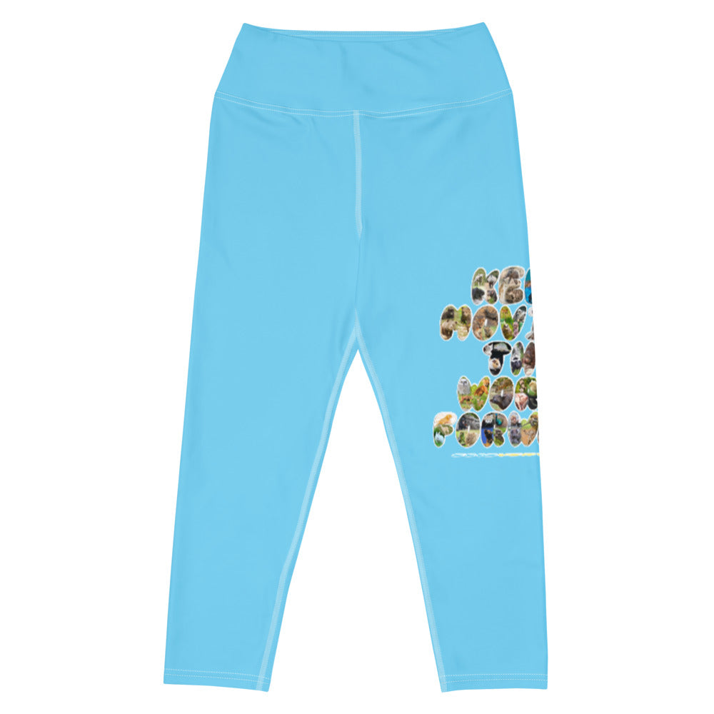 Baby Animals Keep Moving The World Forward In Blue on Capri Yoga Pants