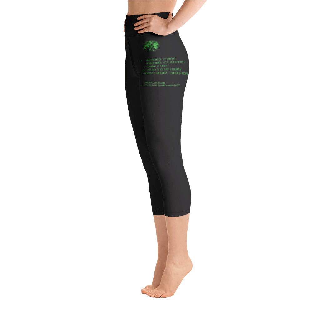 Binary Instructions To Keep Moving The World Forward With Venusian Earth In Green on Capri Yoga Pants