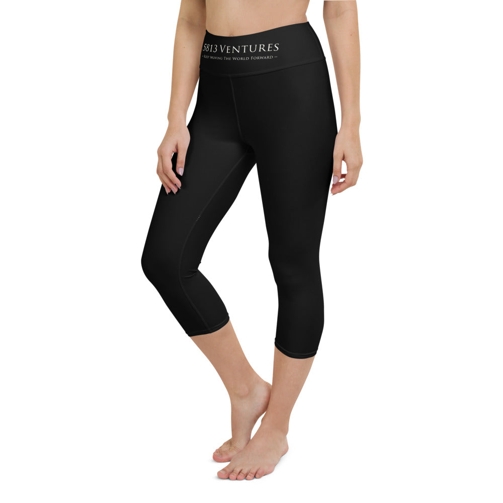 5813 Ventures Logo In Pearl on Capri Yoga Pants