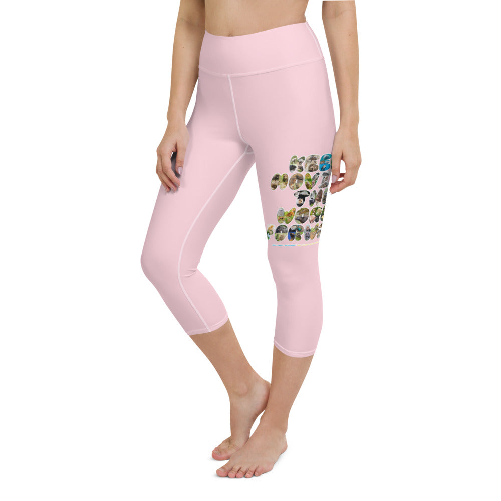 Baby Animals Keep Moving The World Forward In Pink on Capri Yoga Pants