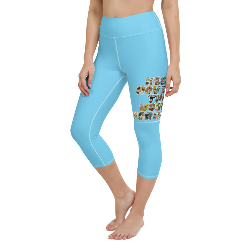 Baby Animals Keep Moving The World Forward In Blue on Capri Yoga Pants