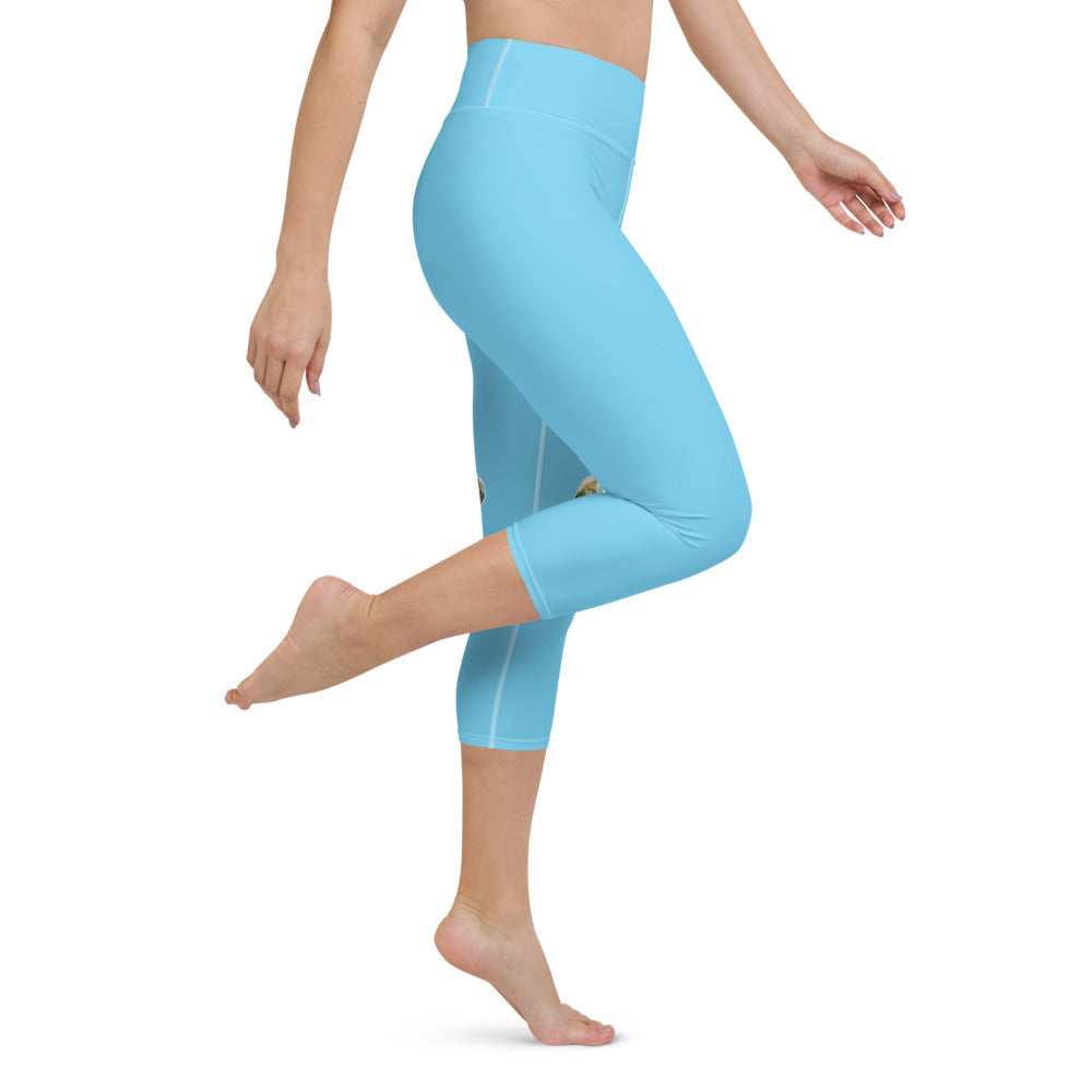 Baby Animals Keep Moving The World Forward In Blue on Capri Yoga Pants