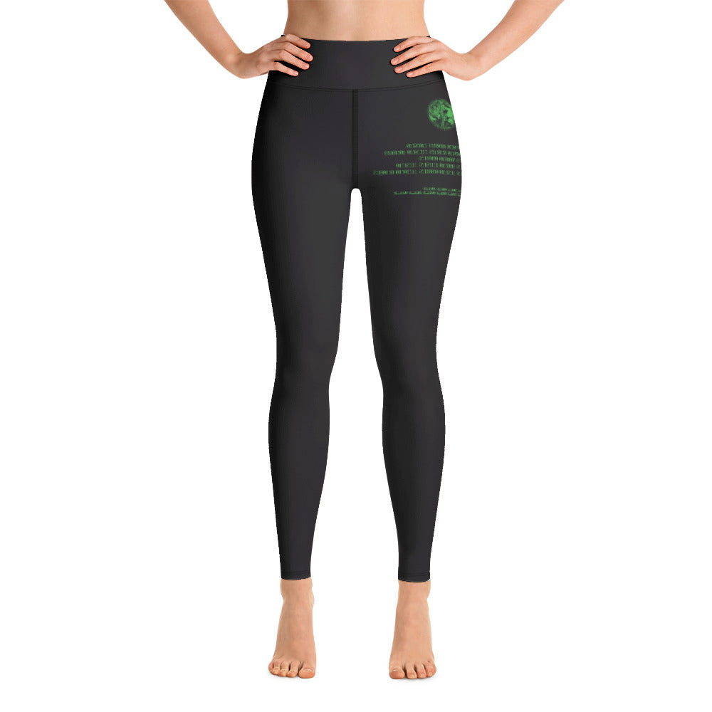 Binary Instructions To Keep Moving The World Forward With Venusian Earth In Green on Yoga Pants