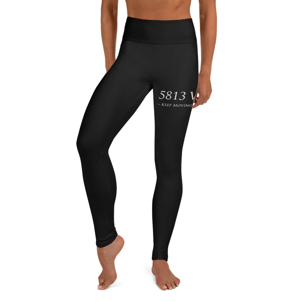 5813 Ventures Logo In Pearl on Yoga Pants