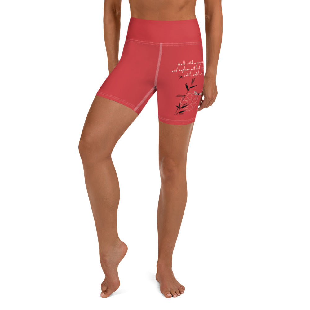 Walk With A Purpose Haiku With Dragonfly on Yoga Shorts