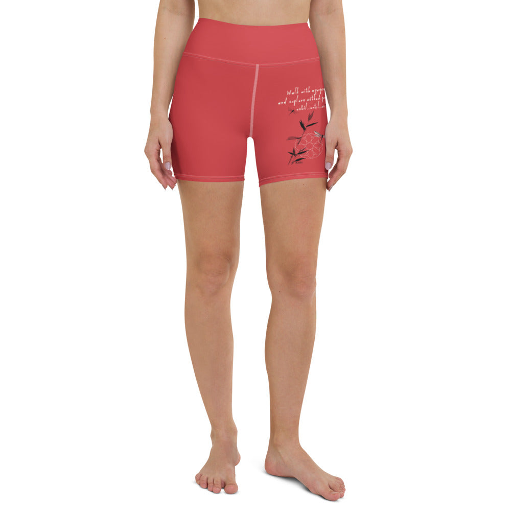 Walk With A Purpose Haiku With Dragonfly on Yoga Shorts