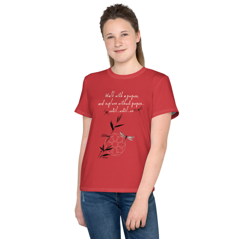 Walk With A Purpose Haiku With Dragonfly on Youth Original Tee Shirt