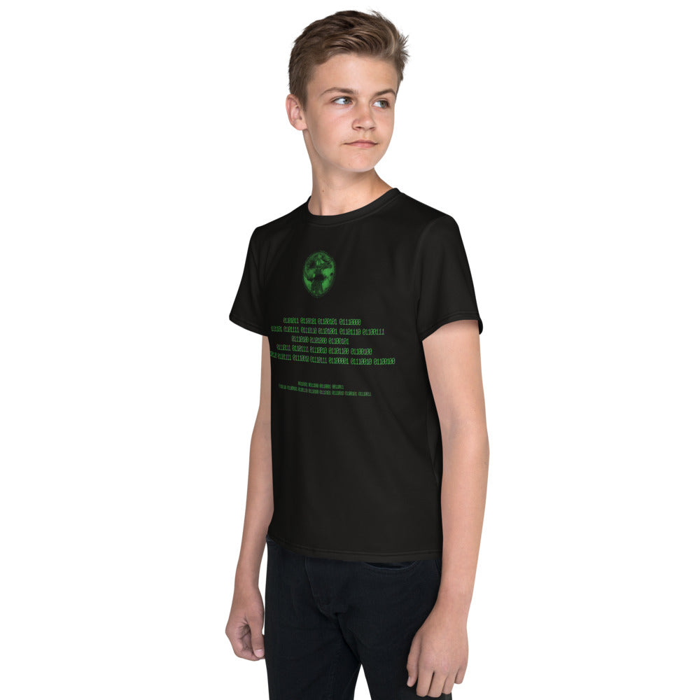 Binary Instructions To Keep Moving The World Forward With Vitruvian Earth In Green on Youth Original Tee Shirt