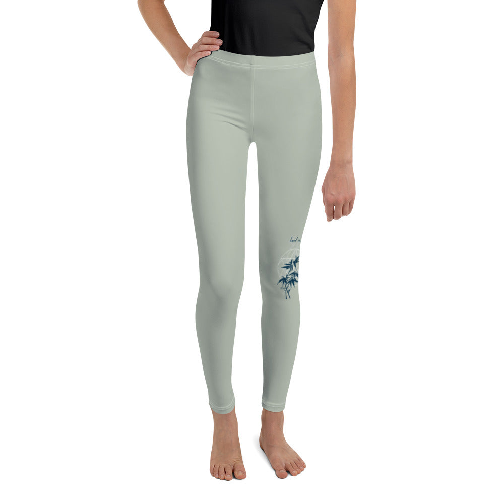 Love Gratitude Peace Harmony Haiku With Bamboo on Youth Leggings