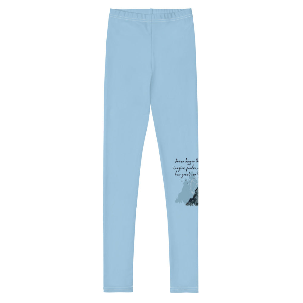 Dream Bigger Haiku With Mountains on Youth Leggings