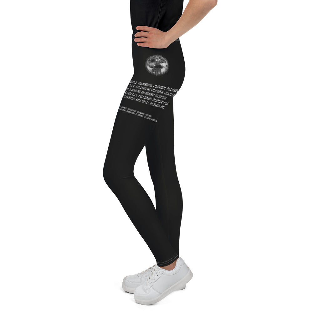 Binary Instructions To Keep Moving The World Forward With Vitruvian Earth In White on Youth Leggings