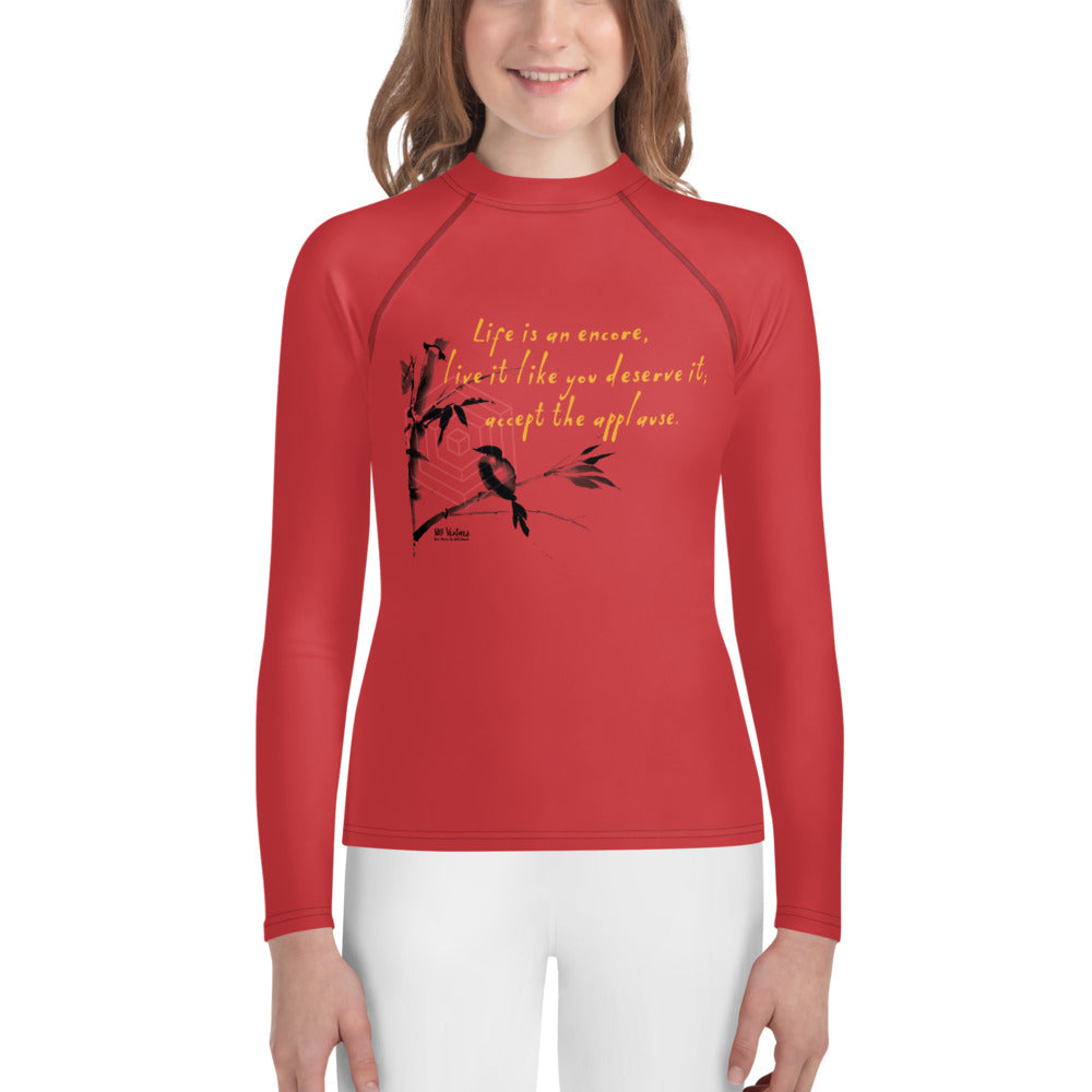 Life Is An Encore Haiku With Wren on Youth Rash Guard