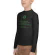 Binary Instructions To Keep Moving The World Forward With Vitruvian Earth In Green on Youth Rash Guard