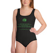 Binary Instructions To Keep Moving The World Forward With Venusian Earth In Green on Youth One-Piece Swimsuit