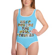 Baby Animals Keep Moving The World Forward In Blue on Youth One-Piece Swimsuit