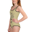 Matsuo Basho Haiku With Bonsai on Youth One-Piece Swimsuit